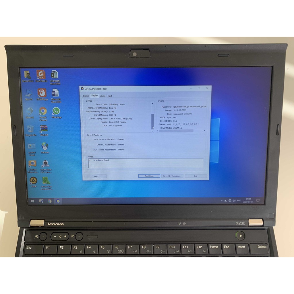 Laptop-Murah-Lenovo Thinkpad-X230-Corei3Gen3-Ram4G-HDD320G-Kamera-DVD-Design-Gaming-Win10-Siap Pakai