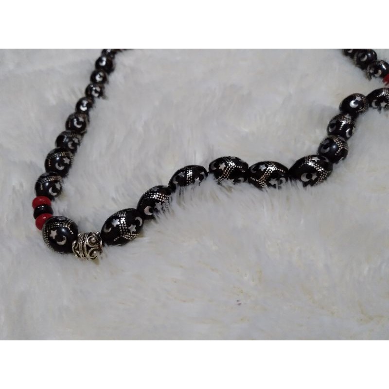 Tasbih Yuser Laut  Merah Lapis Perak Premium