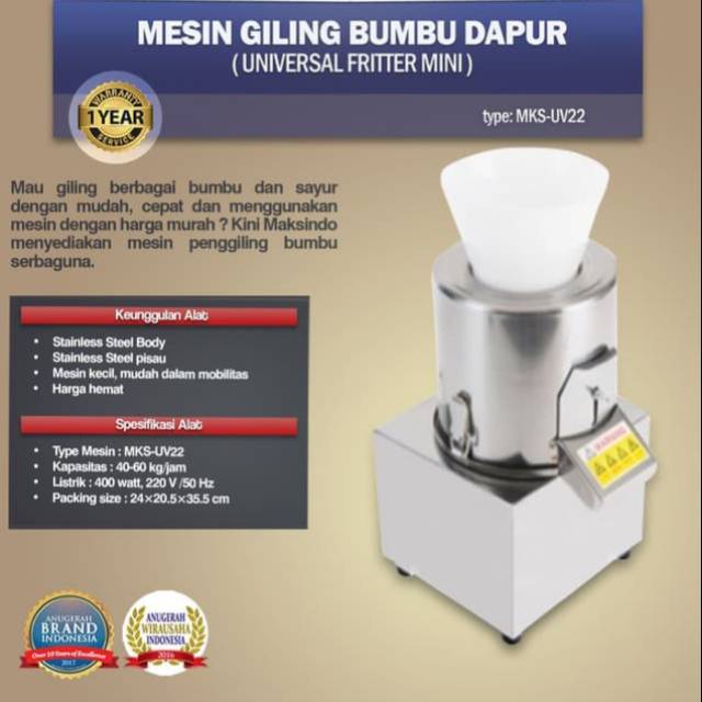 Mesin Giling Bumbu Dapur (Universal Fritter Mini) MKS-UV22