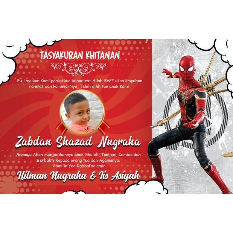 

STIKER LABEL NASI BOX ACARA KHITANAN MOTIF KARAKTER SPIDERMAN