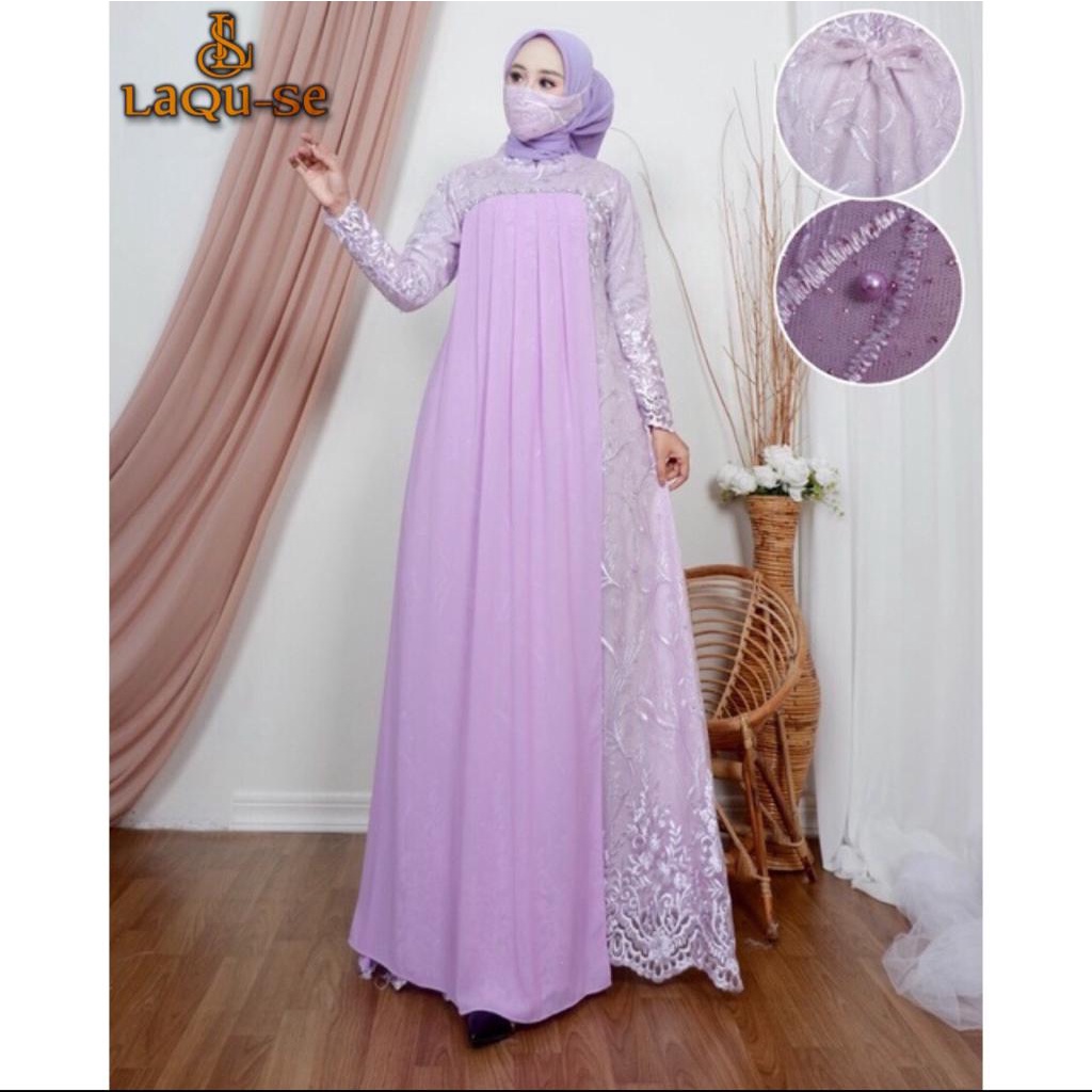 Dress Gamis Kebaya Cantik Modern Mix Ceruty Babydoll Gaun Pesta Kondatangan Wanita Mewah By Laquse_kebaya2