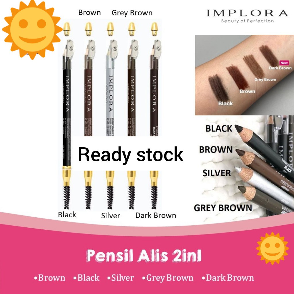 IMPLORA Pensil Alis 2in1 - Soft Type Eyebrow Pencil (VHJKT)