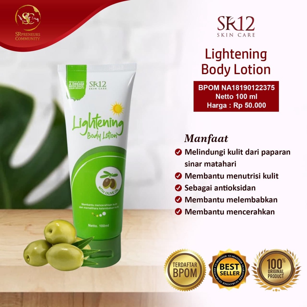 BODY LOTION ALL VARIAN SR12 (Whitening Night Body Lotion, Lightening SPF Day Body Lotion, Whitening Moisturizing Cream)