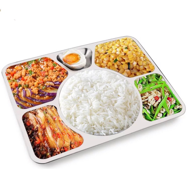 Plato sekat 6 nampan makan rumah sakit stainless steel