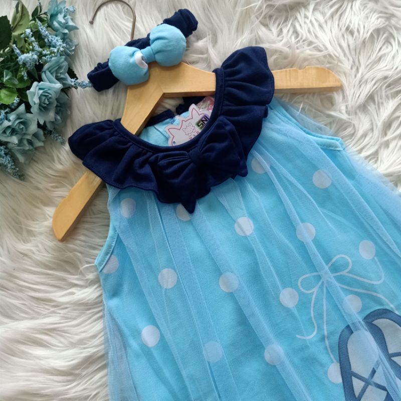 A025 Dress anak bayi 6-12 bulan / dress anak perempuan / dress bayi lucu-Biru