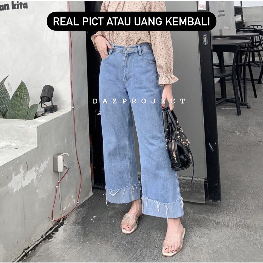 Kulot Jeans Lipat Unfinish READY Kulot Jeans Raisa Ripped Loose Jeans Polos Jumbo Kulot Jeans Premium