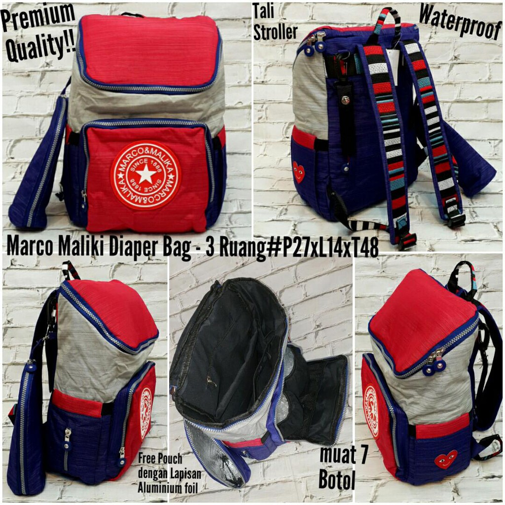 Tas Ransel Diaper Bag Marco Malika / Mommy Bag / Backpack / Tas Popok Susu Bayi Import