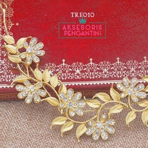 [READY STOCK] HAIRBAND TIARA PENGANTIN CROWN WEDDING HEADPIECE GOLD TRE010