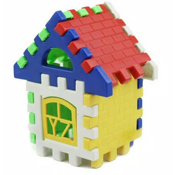 Mainan Anak Edukasi Blok rumah Puzzle rumah funny block JM 8211 Plastik  SNI New Edition