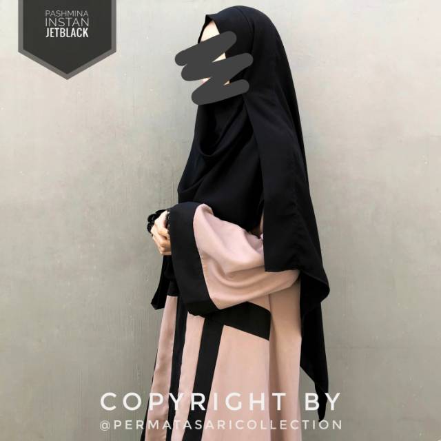 (PROMO) Pashmina Instan Pastan Jetblack Jet Black MTA Kiara Wolfis Jumbo