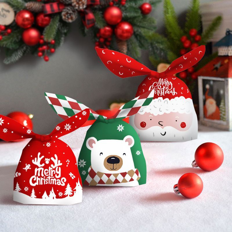 10pcs plastik rabbit edisi Christmas / goodie bag small rabbit natal / plastik hadiah Natal lucu 2023