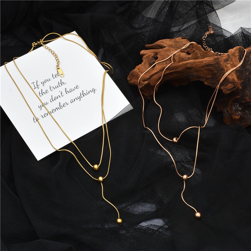 Kalung Dua Layer Itali Titanium Korea Anti Pudar