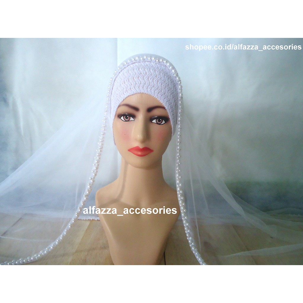 [Model pashmina putih] Kerudung pengantin / veil wedding / slayer wedding