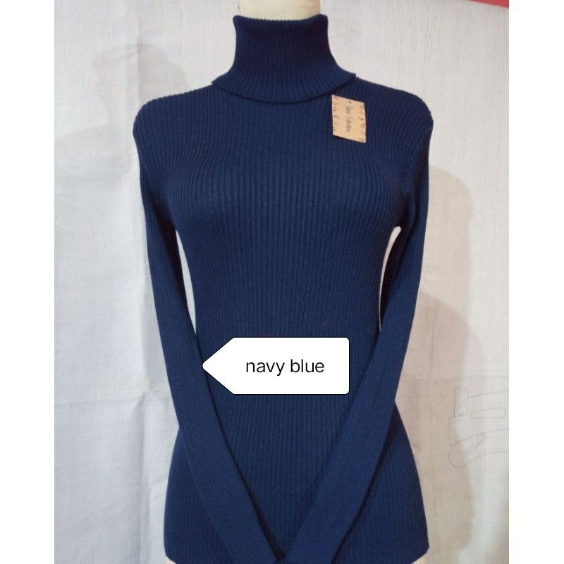 SN - TURTLENECK/LONGNECK sweater rajut wanita ribbed-Navy blue