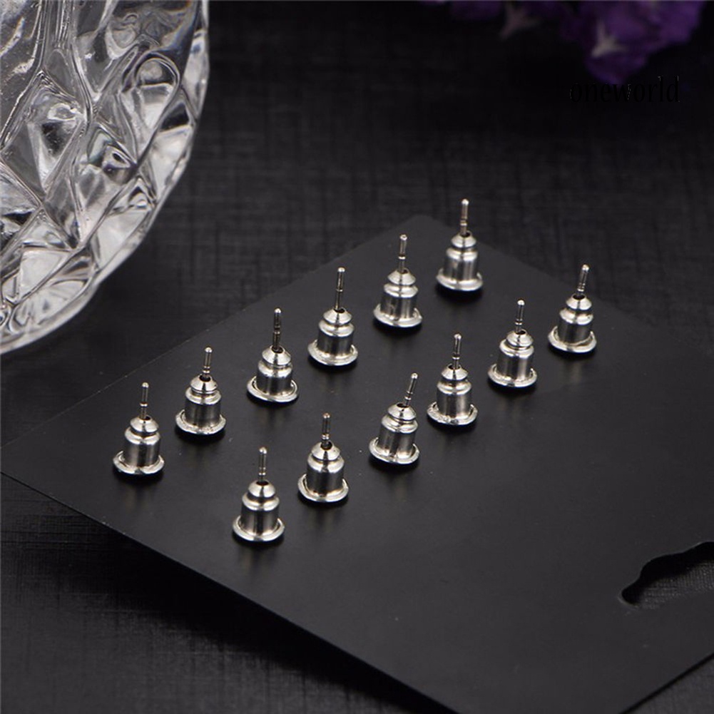 OW@ 6Pairs Women Jewelry Round Cubic Zirconia CZ Crown Ear Stud Earrings Xmas Gift