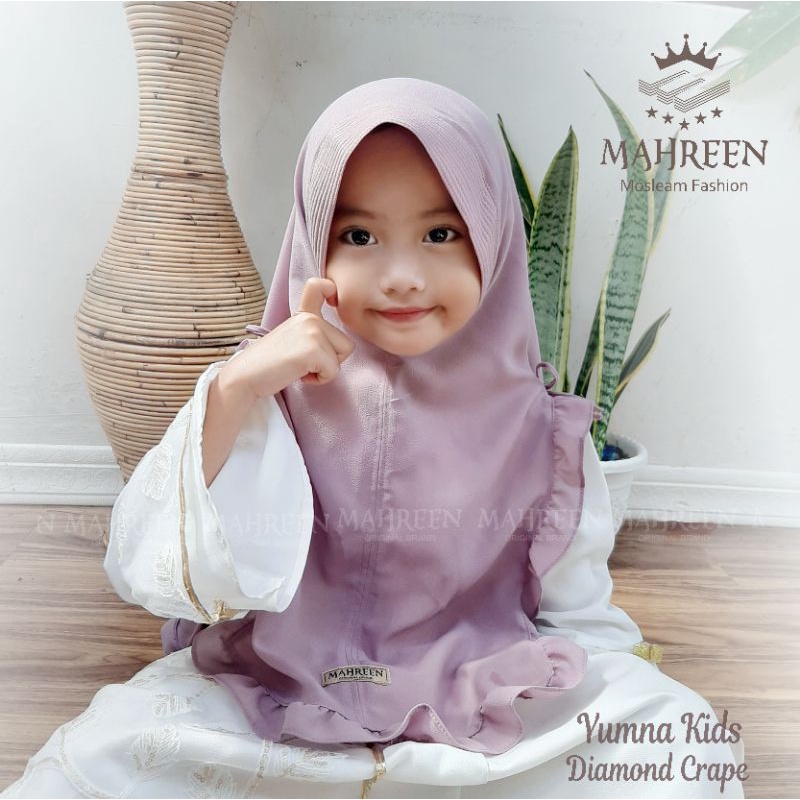 Bergo Yumna kids ORI MAHREEN hijab anak kekinian terlaris terhitz diamond crape SD TK tanggung