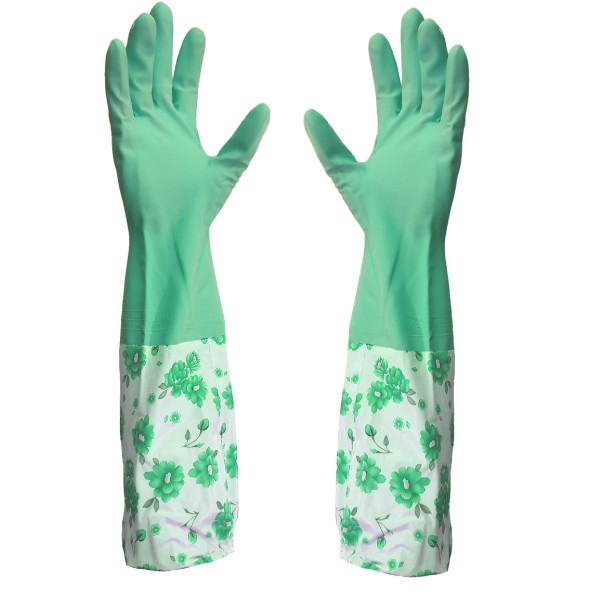 SARUNG TANGAN KARET LATEX CUCI PIRING BUNGA ANTI SELIP/SARUNG TANGAN PANJANG SIKU KARET TEBAL/SARUNG TANGAN PROYEK KERJA KEBERSIHAN/SARUNG TANGAN CUCI PIRING DRAMA KOREA/HAND LATEX GLOVES