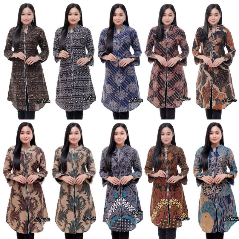 BISA COD M L XL XXL Jumbo //Batik Wanita Ghadistore // Baju batik wanita// TUNIK BATIK WANITA// TUNIK ZIPER// TUNIK