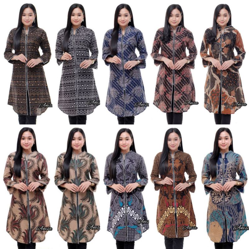 BISA COD M L XL XXL Jumbo //Batik Wanita Ghadistore // Baju batik wanita// TUNIK BATIK WANITA// TUNIK ZIPER// TUNIK