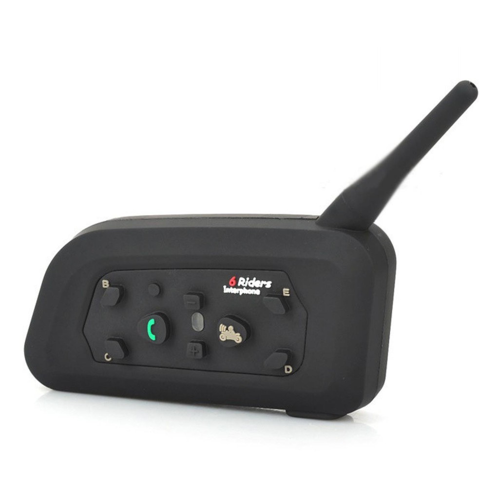 Motorcycle Helmet Bluetooth Interphone Headset 1200 Meter - V6-1200 [Hitam]