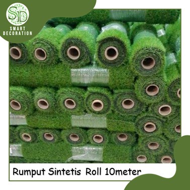 Rumput Sintetis Roll 10 Meter 2meter X 5meter Swiss Tebal 30mm Buat Taman Aman Kena Hujan Dari Pabri