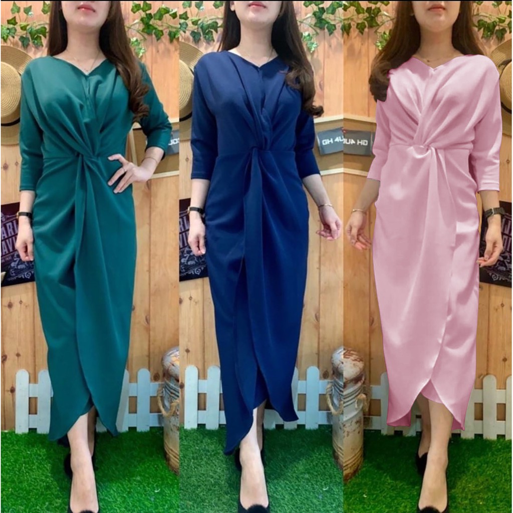 DRESS LONG TWIST HIJAB DAN BUSUI FRIENDLY