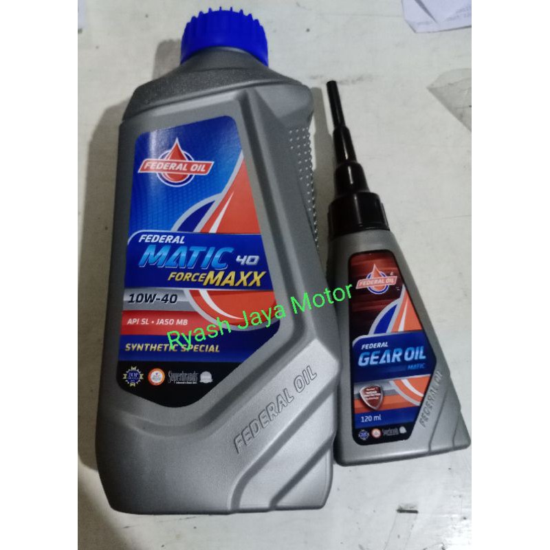 Paket oli federal Forcemaxx Syntetic SEA 10-40W 800ml &amp; oli gardan federal for mio j/Z/smile/sporty