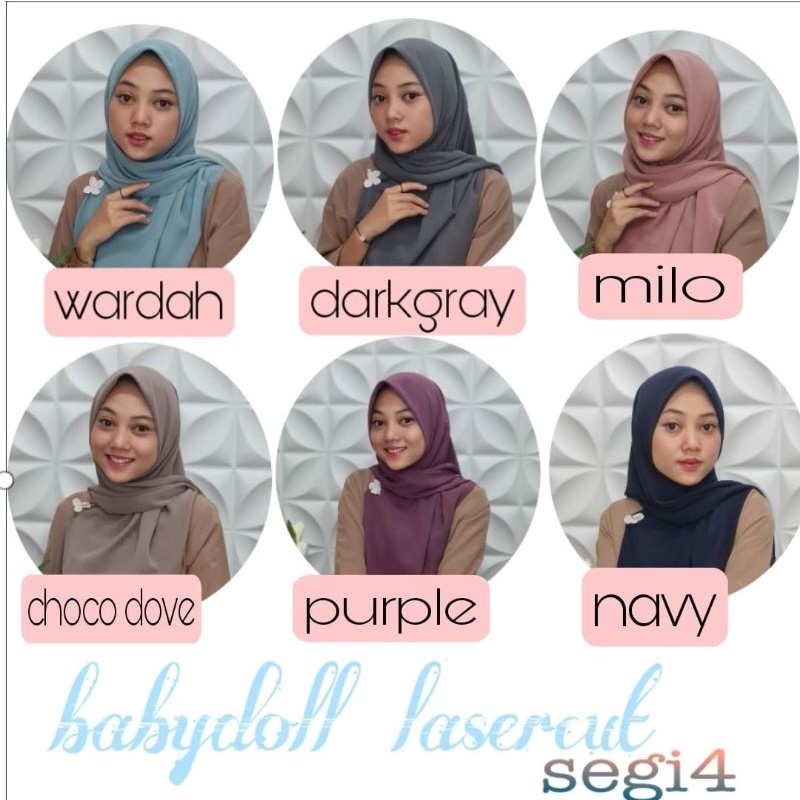 jilbab segi empat ceruty beby doll polos kerudung segi empat polos laser cut grosir