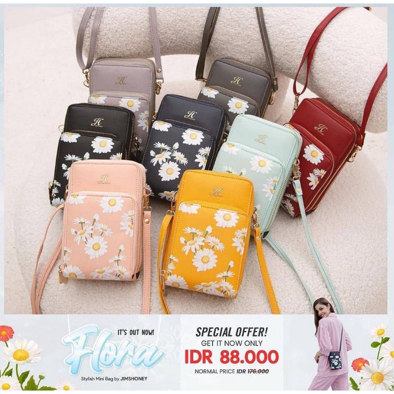 TAS SELEMPANG HP MINI ✔ FLORA BAG JIMS HONEY