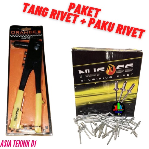 PAKET Tang Rivet plus Paku rivet nufos - Hand Rivetter Rifet Ripet Riveter ORANGE 1149-01 + PAKU RIVET / BLIND RIVET NUFOS 450//550//665