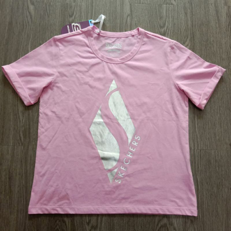 kaos skechers diamond logo tee pinks