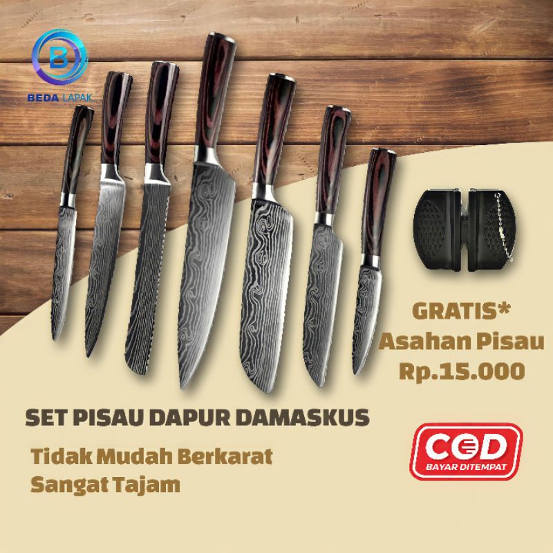 Satu Set Pisau Dapur Baja Super Tajam 1 Set Pisau Dapur 5Pcs Perlengkapan Dapur