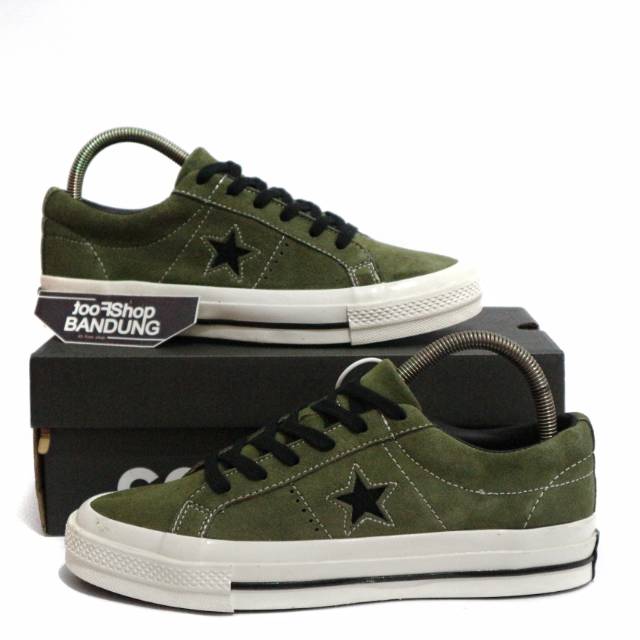 Sepatu Converse One Star OX 45 Years Anniversary Olive Green Black UA  Mirror BNIB Free kaos kaki | Shopee Indonesia