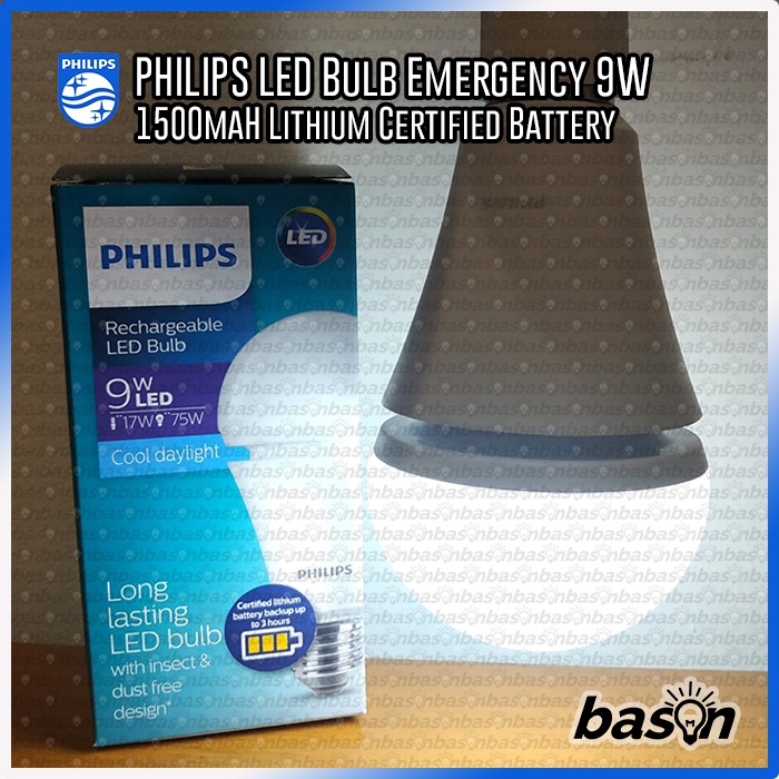 PHILIPS Rechargeable LED Bulb 9W Battery Back Up - Bohlam Lampu Emergency