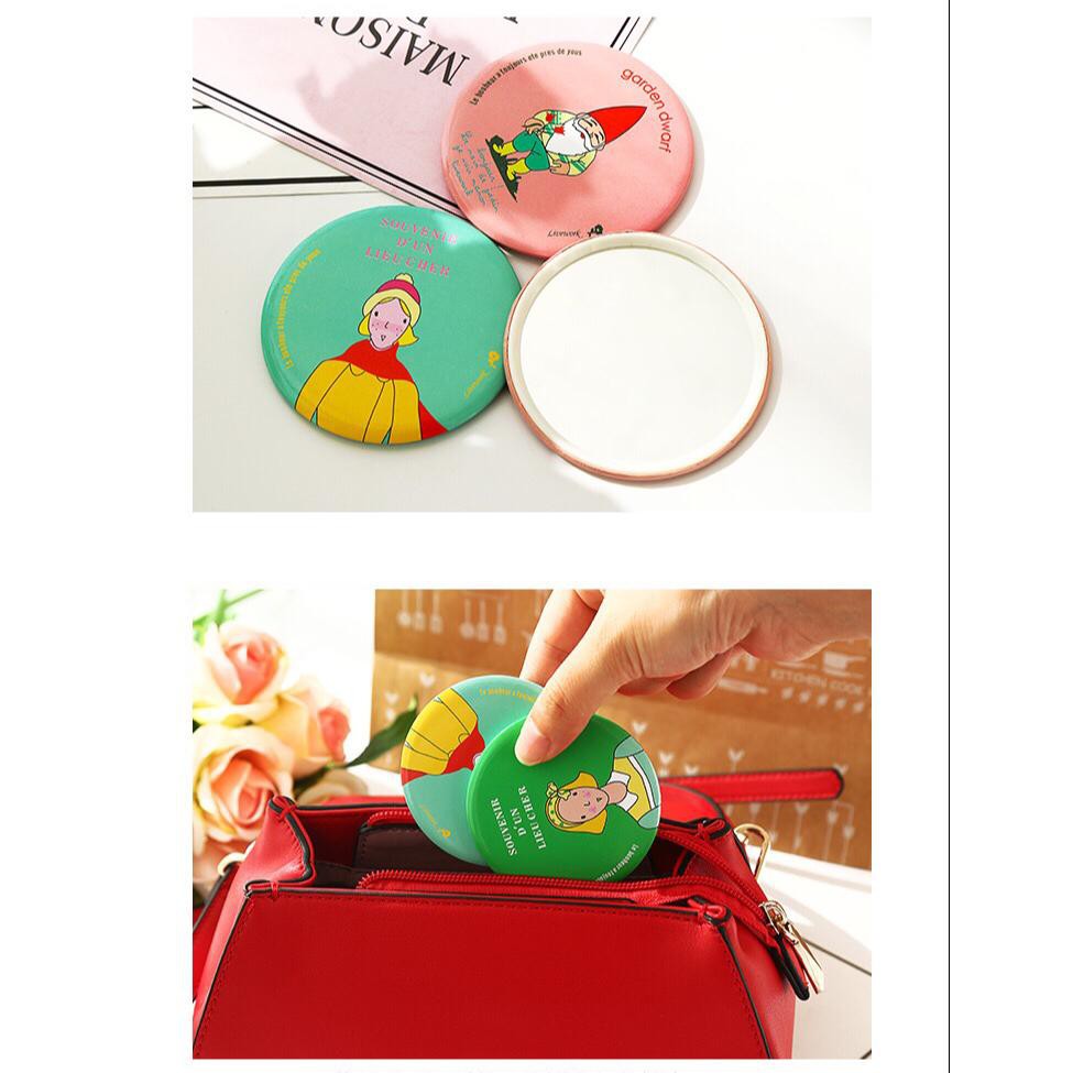 ✧YUKSHOPING✧R029 MIROR CERMIN KACA BULAT MAKE UP TRAVELING KARAKTER LUCU IMPORT cod-6