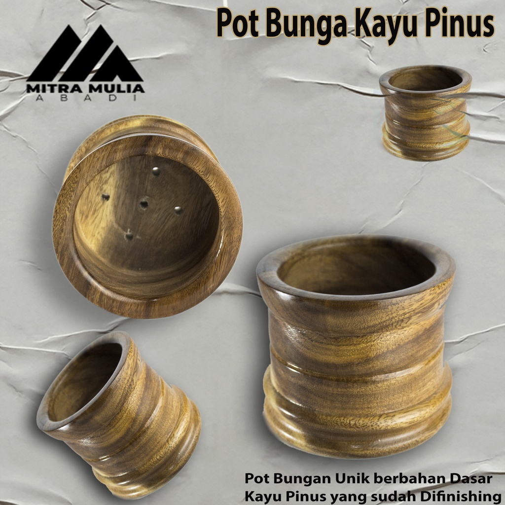 Pot Vast Bunga Kayu Pinus Unik