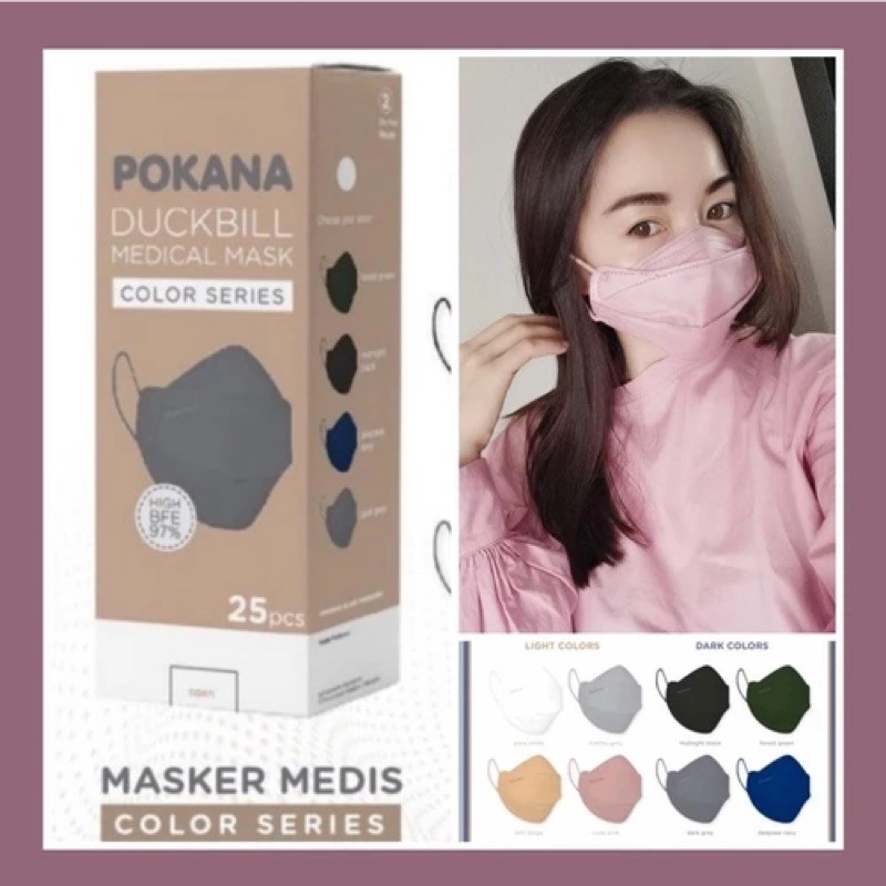 Masker Pokana Duckbill Dewasa 25pcs Kemasan Box