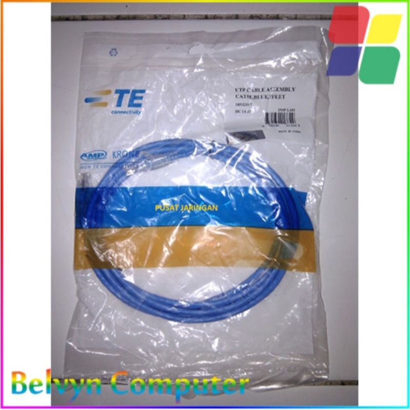 AMP Patch cord Cat. 6 BLUE/ RED 7 Feet / 2 Meter ORIGINAL 100 % Kecepatan Transfer 1 Gbps 0,1 detik