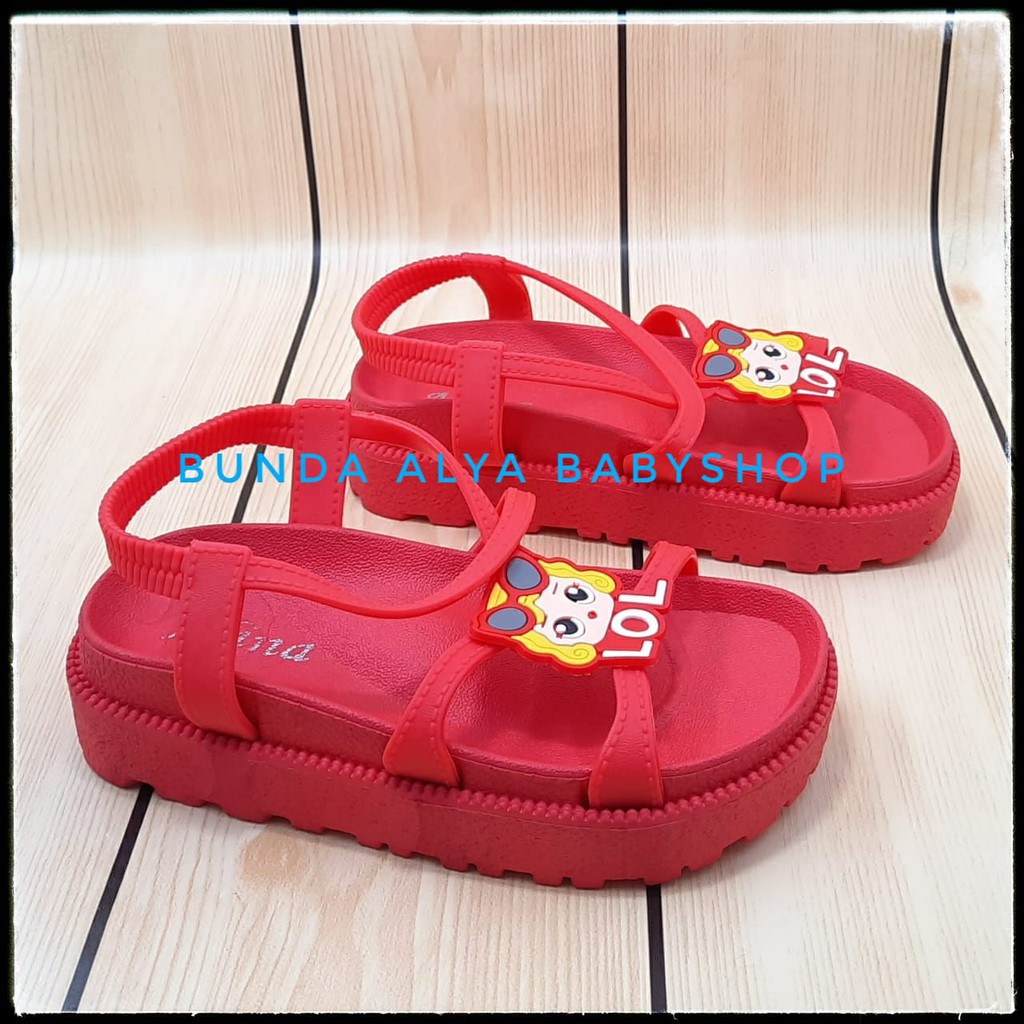 Sandal Anak Perempuan Jelly Usia 4 5 6 Tahun Tali Size 29 - 35 MERAH - Sendal Anak Cewek Karet Anti Licin