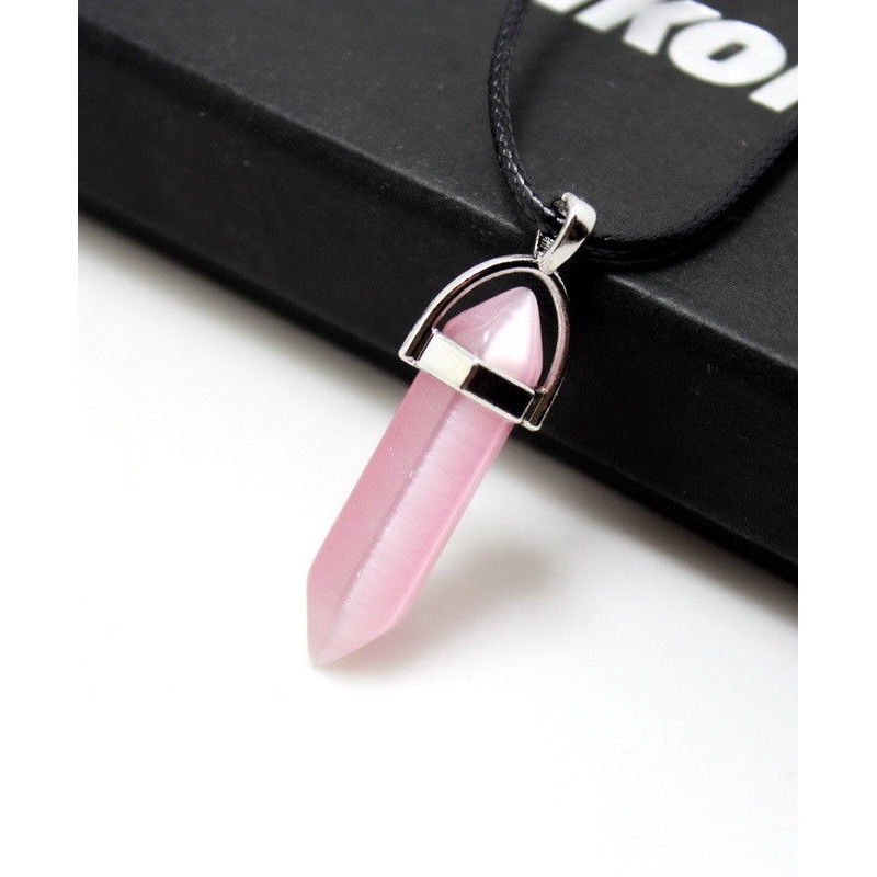 Chakra Titik Penyembuhan Gaya Etnik Kalung Berlian Batu Permata Fashion Kuarsa Kristal Batu Kolom Liontin Kristal Alami Hexagonal