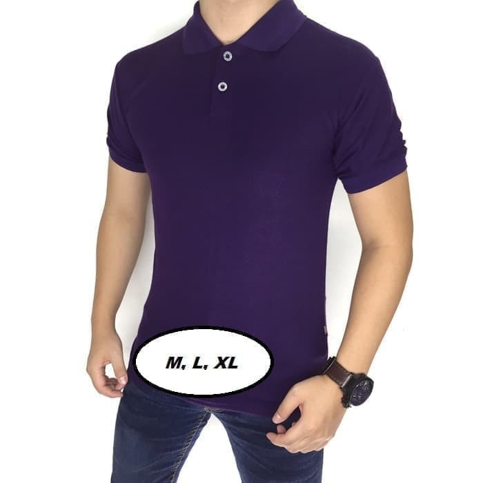 POLO SHIRT UNGU DISTRO - KAOS BAJU POLO KERAH PRIA UNGU