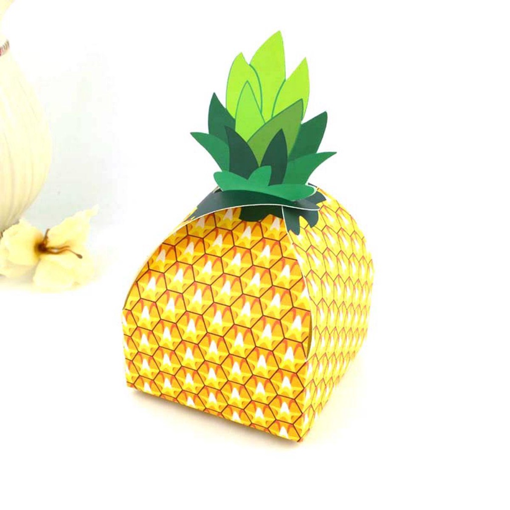 Lanfy Pineapple Favor Boxes Beach 50Pcs 3D Hawaii Tropical Perlengkapan Pesta