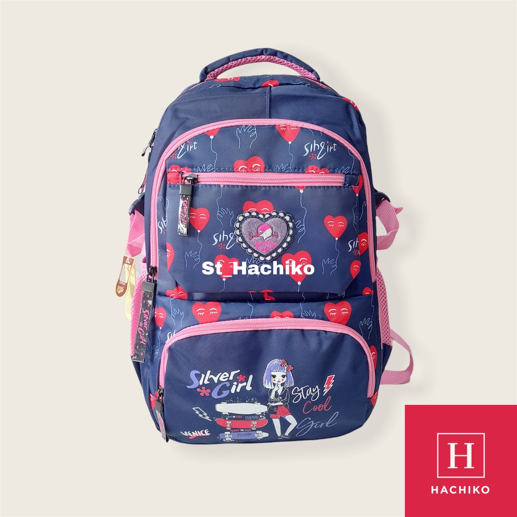 [TERMURAH] Tas Ransel Sekolah Silver Girl Backpack Remaja Cewe / Wanita Lucu Alto Original | Tas Sek