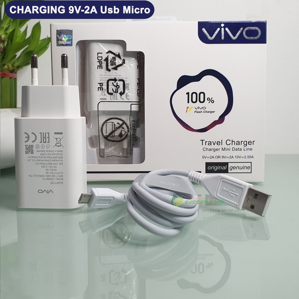 Charger VIVO Original 100% Fast Charging 9V-2A Micro &amp; Type- C