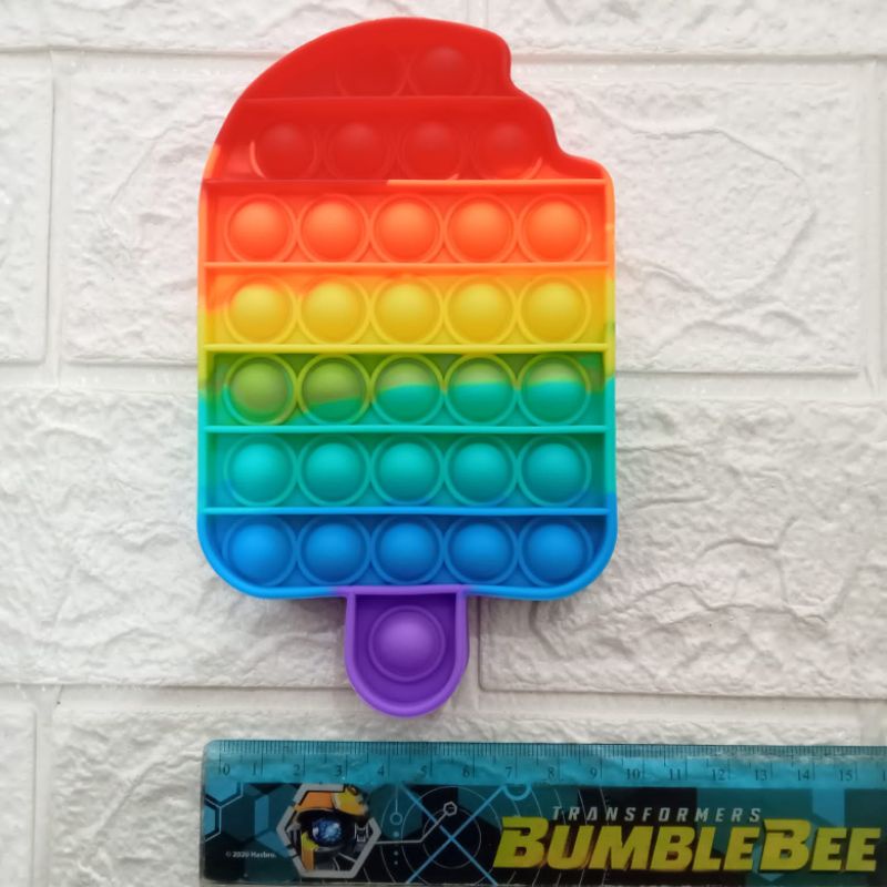 Mainan pop it murah popit Pop Its Square rainbow multicolor Fidget Toy Push bubble Penghilang Stress-POP IT ICE CREAM