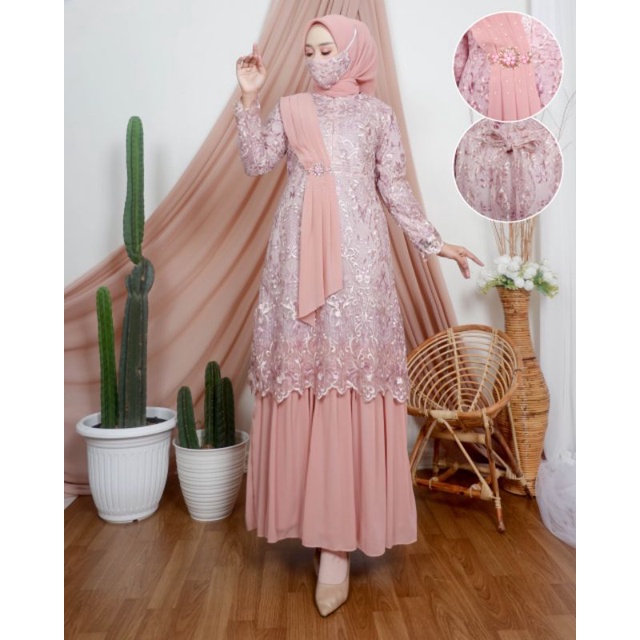 New (COD) Gamis Dewasa Terbaru Elegan Gamis Tutu Selendang// Gamis Kebaya Moderen Terbaru