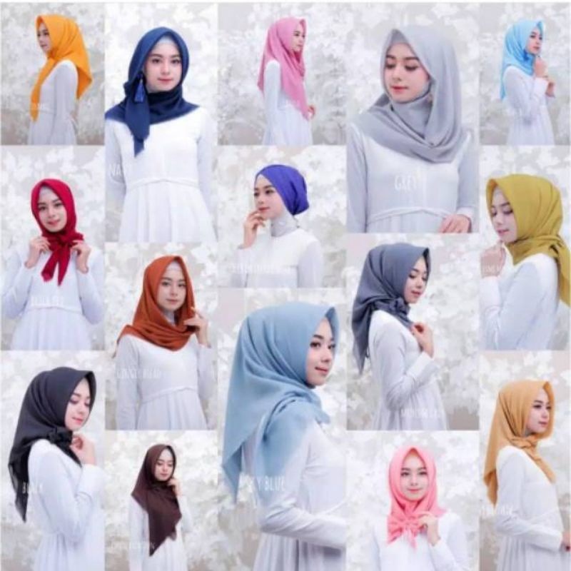 Hijab/jilbab segiempat saudia ansania/ square hijab polos/ segi empat ansania polos katun