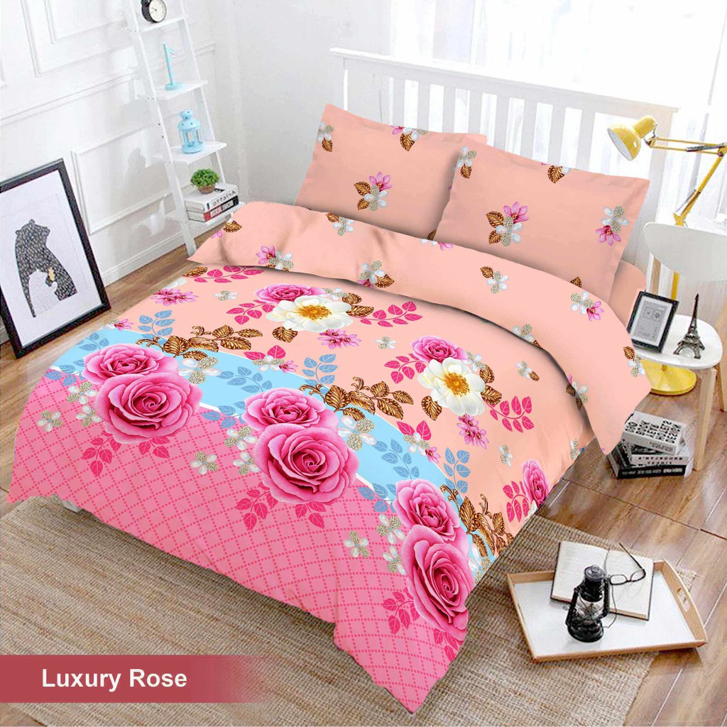 Bed Cover Set 3d King New Vito Motif Luxury Rose Shopee Indonesia