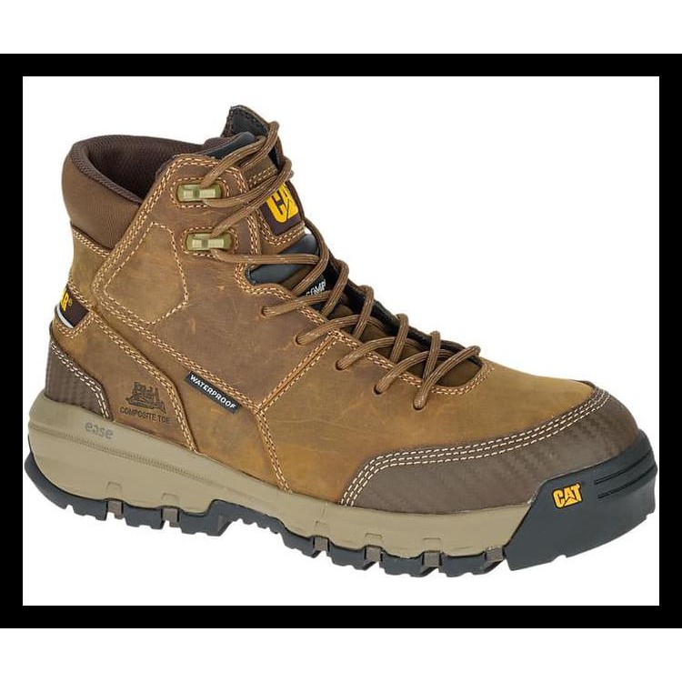 SEPATU SAFETY CATERPILLAR DEVICE CT WATERPROOF DARK BEIGE ORIGINAL - HANYA SEPATU KODE 372