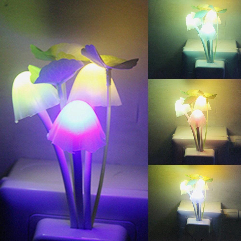 Lampu Malam LED Bentuk Jamur dengan 7 Warna Dapat Berubah untuk Dekorasi Dinding